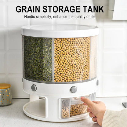 10 Kg 6-In-1 Kitchen Food Container Organizer With 360 Degree Rotatable Design