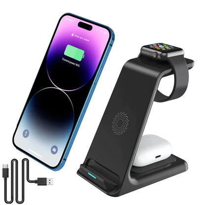 20W Wireless Charger Stand For IPhone 15 14 13 12 11 XR 8 Apple Watch 3 In 1 Fast Charging Dock Station for Airpods Pro IWatch 9